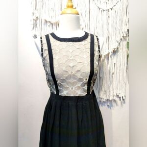 Gorgeous black midi dress slightly sheer top gold accents perfect for holidays